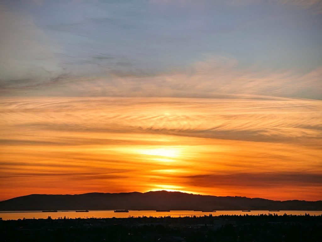 A winter sunset seen from Oakland's Redwood Heights district
